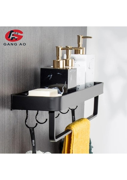 23CM Tarzı Banyo Rafı Banyo Duş Rafı Alüminyum Siyah Banyo Köşe Rafı Duvara Monte Siyah Alüminyum Mutfak Depolama Tutucu (Yurt Dışından) fiyatları