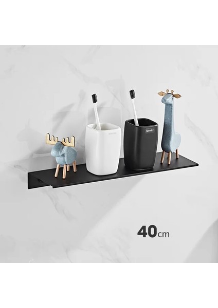 Siyah 40CM Tarzı cm Modern Fırçalanmış Altın Siyah Beyaz Banyo Depolama Rafı Banyo Rafları Mutfak Duvar Raf Ev Aksesuarları (Yurt Dışından)