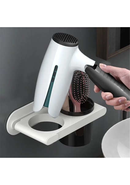 Gri Tarzı Saç Kurutma Makinesi Tutucu Banyo Aksesuarı Organizatör Köşe Raf Duvara Monte Saç Kurutma Makinesi Tutucu Kurutma Makinesi Depolama Şampuan Düzleştirici Raf (Yurt Dışından) fırsatları