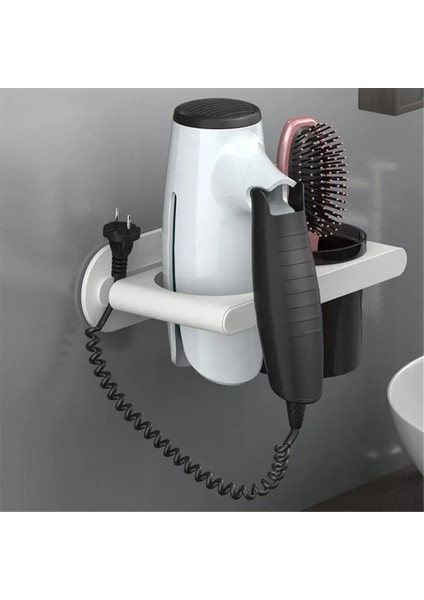 Gri Tarzı Saç Kurutma Makinesi Tutucu Banyo Aksesuarı Organizatör Köşe Raf Duvara Monte Saç Kurutma Makinesi Tutucu Kurutma Makinesi Depolama Şampuan Düzleştirici Raf (Yurt Dışından) indirimleri