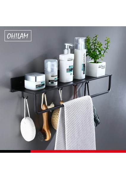 BS001-50CM Stili Siyah Banyo Rafları cm Uzunluk Mutfak Duvar Raf Duş Sepeti Depolama Rafı Havlu Bar Robe Kanca Banyo Aksesuarları (Yurt Dışından) fiyatları