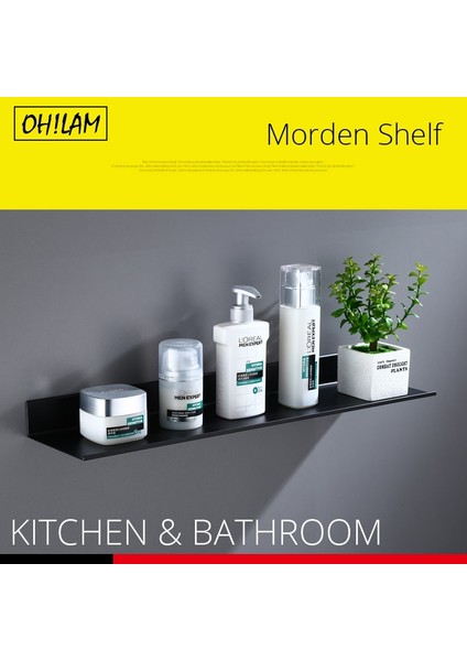 BS001-50CM Stili Siyah Banyo Rafları cm Uzunluk Mutfak Duvar Raf Duş Sepeti Depolama Rafı Havlu Bar Robe Kanca Banyo Aksesuarları (Yurt Dışından) indirimleri