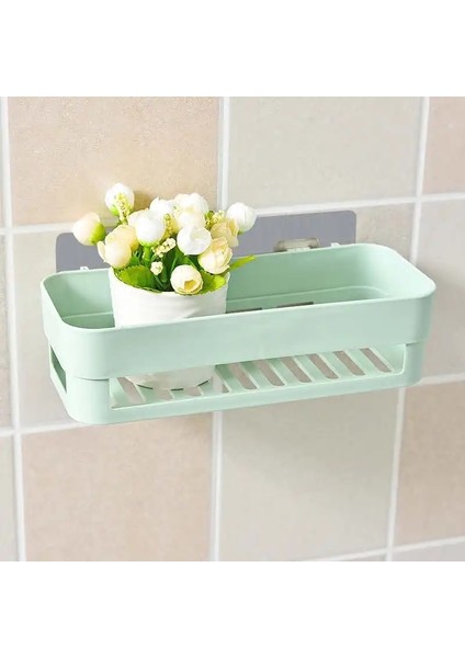 Yeşil Tarzı Banyo Rafı Banyo Yapışkanlı Depolama Rafı Mutfak Ev Dekorasyon Köşe Duş Rafı Raf Depolama Raf Aksesuarları 4 Renk (Yurt Dışından)