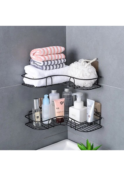 F Tarzı Banyo Rafı Duş Rafları Şampuan Depolama Rafı Mutfak Depolama Tutucu Yumruksuz Duvara Monte Organizatör Banyo Aksesuarları (Yurt Dışından) fırsatları