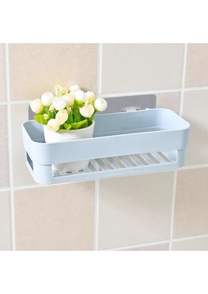 Mavi Stil Banyo Rafı Banyo Yapışkanlı Depolama Rafı Mutfak Ev Dekorasyon Köşe Duş Rafı Raf Depolama Raf Aksesuarları 4 Renk (Yurt Dışından)