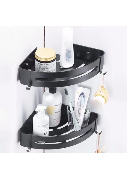 Gümüş Tarzı Duvara Monte Fırçalanmış Altın Depolama Köşe Rafı Bornoz Askısı ile Banyo Sepeti Tutucu Aksesuarları Mutfak Düzenleyici Şampuan Rafı (Yurt Dışından) fırsatları