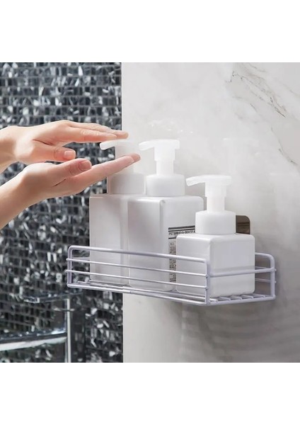 1 Beyaz Rcak B Stili Hiçbir Sondaj Duvara Montaj Banyo Köşe Duş Şampuan Demir Metal Mutfak Rafı Vantuz Depolama Rafı Tutucu Aksesuarları (Yurt Dışından) indirimleri