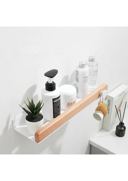 Bir Ücretsiz Tırnak Tutkal Stili Beyaz Tuvalet Depolama Rafı Tuvalet Duvara Monte Deliksiz Lavabo Masif Ahşap Depolama Rafı Banyo Rafı (Yurt Dışından)