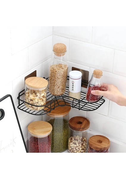 B3 Stili Banyo Mutfak Rafı Köşe Raf Duş Rafı Şampuan Depolama Rafı Duvara Montaj Vantuz ile Mutfak Banyo Aksesuarları (Yurt Dışından)