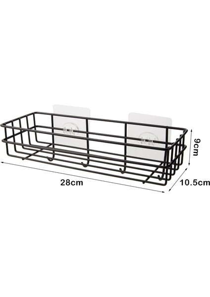 Siyah 28X10.5X9CM Stili Banyo Mutfak Yumruk Köşe Çerçeve Duş Rafı Ferforje Şampuan Depolama Raf Tutucu Vantuz ile Banyo Aksesuarları (Yurt Dışından)