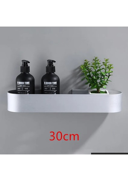 30CM Gümüş Tarzı Cmbanyo Rafı Banyo Duş Rafı Bar Alüminyum Siyah Gümüş Köşe Rafı Duvara Monte Mutfak Depolama Tutucusu (Yurt Dışından)