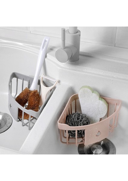 Koyu Gri Tarzı Plastik Köşe Depolama Rafı Mutfak Düzenleyici Raf Lavabo Sünger Fırça Tutucu Banyo Köşe Tuvalet Malzemeleri Depolama Tutucu (Yurt Dışından)