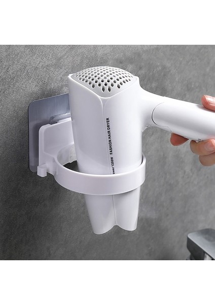 Açık Gri Tarzı 1 Adet Saç Kurutma Makinesi Tutucu Raf Yüksek Li Dayanıklı Duvara Monte Banyo Saç Kurutma Makinesi Organizatör Depolama Raf Banyo Aksesuarları (Yurt Dışından)