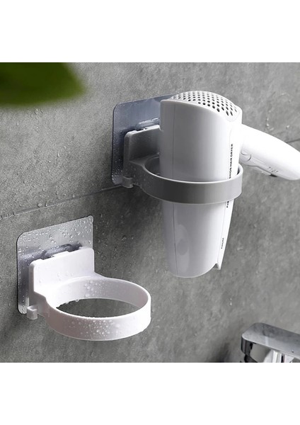 Açık Gri Tarzı 1 Adet Saç Kurutma Makinesi Tutucu Raf Yüksek Li Dayanıklı Duvara Monte Banyo Saç Kurutma Makinesi Organizatör Depolama Raf Banyo Aksesuarları (Yurt Dışından)