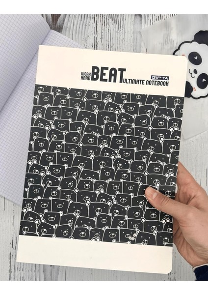 Sevimli Ayı Desenli Kareli Defter Ajanda Notebook Okul Defteri