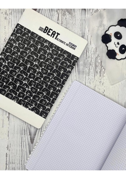 Sevimli Ayı Desenli Kareli Defter Ajanda Notebook Okul Defteri