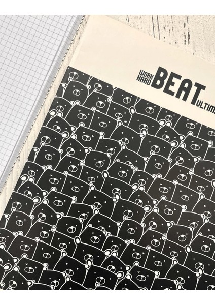 Sevimli Ayı Desenli Kareli Defter Ajanda Notebook Okul Defteri