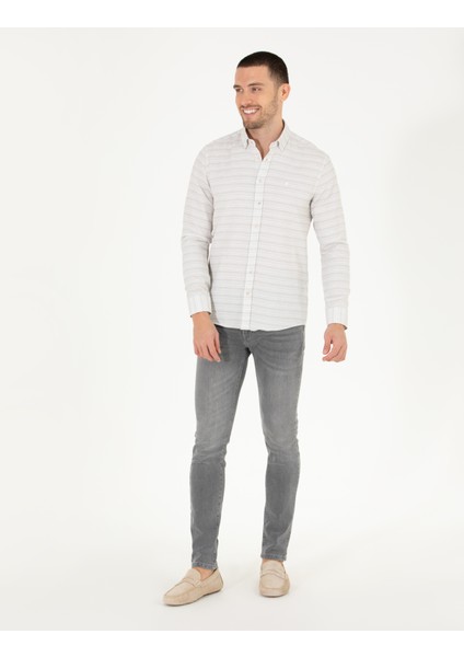 Erkek Haki Slim Fit Uzun Kollu Gömlek 50267994-VR027