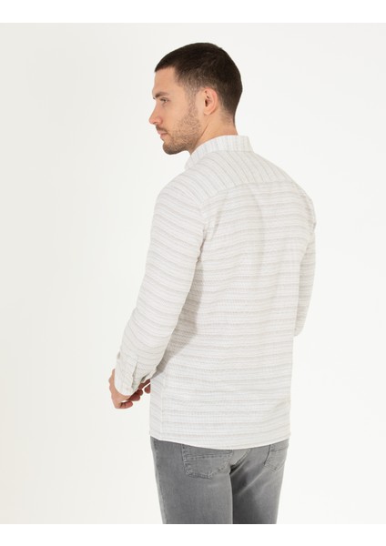 Erkek Haki Slim Fit Uzun Kollu Gömlek 50267994-VR027