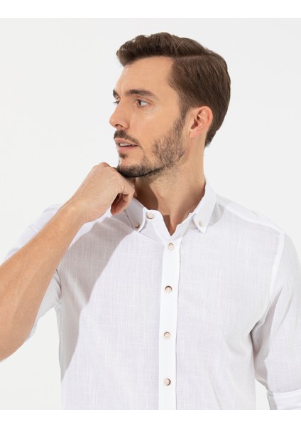 Erkek Beyaz Slim Fit Uzun Kollu Gömlek 50268183-VR013 fiyatları