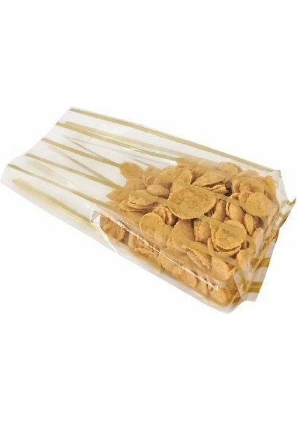 Altın Yaldız Çizgili Yan Körüklü Torba 7,5 x 20+2,5 cm 100 gr 5 kg