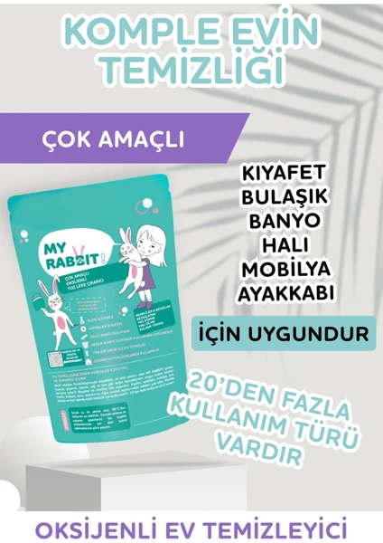 My Rabbit Çamaşır ve Yüzey Için Çok Amaçlı Oksijenli Toz Leke Çıkarıcı ve Beyazlatıcı 800 gr