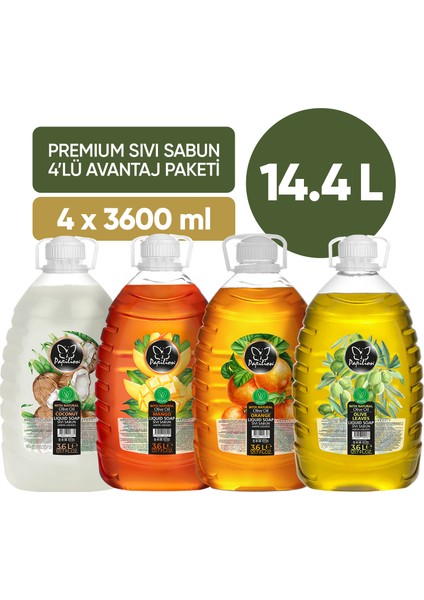 Premium Sıvı Sabun 4'lü Avantaj Paketi - 4 x 3600 ml