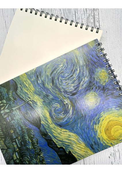 Van Gogh Yıldızlı Gece Desenli Çizim Defteri 50 Yaprak