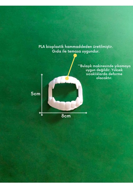 Vampir Dişi Figürlü Peçete Halkası 2'li - Drakula Softa Dekoru - Bioplastik