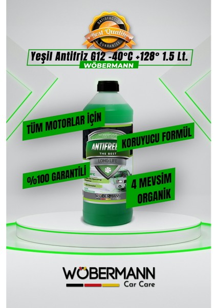 Yeşil Antifriz 4 Mevsim Organik G12 -40°c 1.5 Lt.