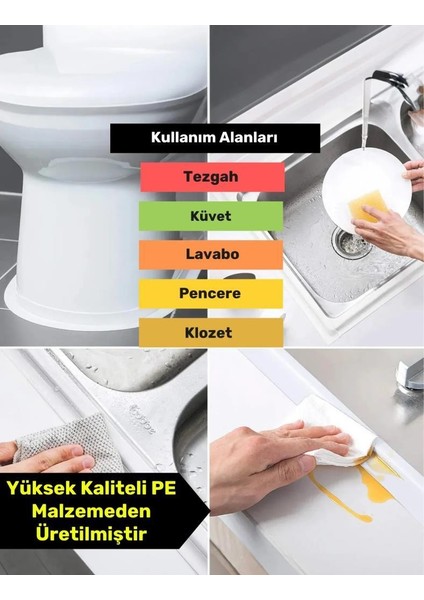 1 Adet Beyaz Izolasyon Bant Dayanıklı Deluxe Su Geçirmez Sızdırmaz Lavabo Pvc Yağ Kenar Küf Önleyici fiyatları