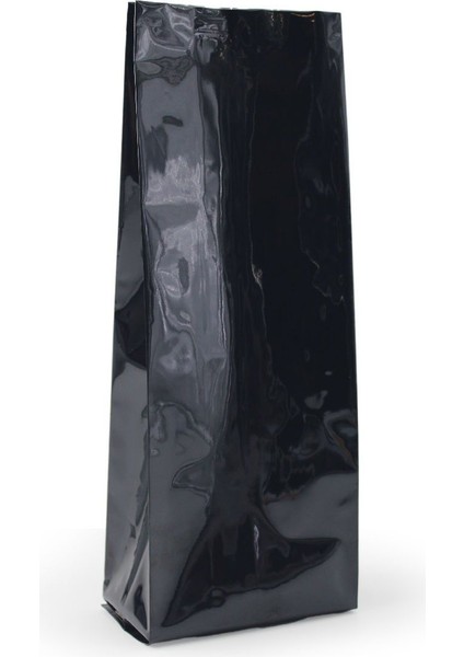 Siyah Parlak Aüminyum Yan Körüklü Torba 10 x 25+3 cm 250 gr 100 Adet