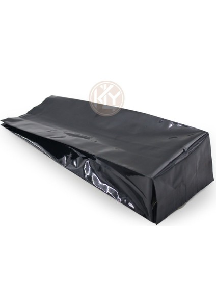 Siyah Parlak Aüminyum Yan Körüklü Torba 10 x 25+3 cm 250 gr 100 Adet