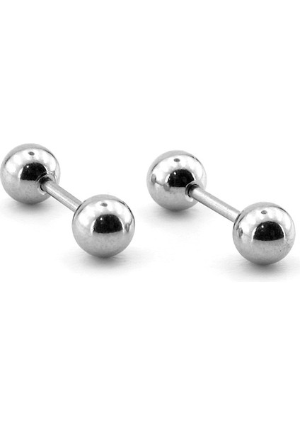 Gümüş Renkli Top Uçlu Vidalı Bar Piercing Kadın Erkek Küpe ER046