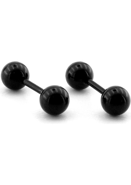 Siyah Renkli Top Uçlu Vidalı Bar Piercing Kadın Erkek Küpe ER047