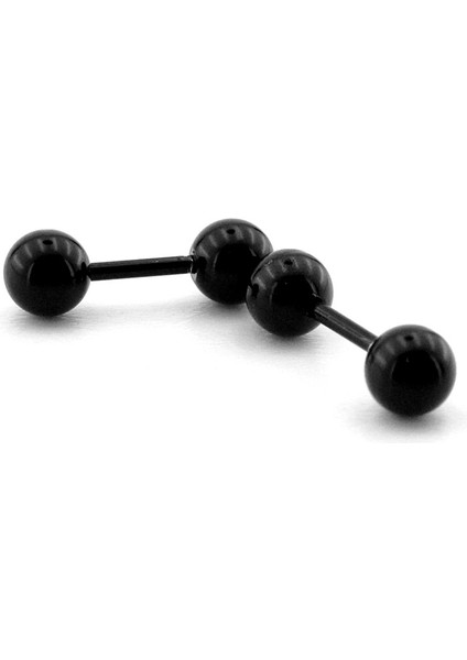 Siyah Renkli Top Uçlu Vidalı Bar Piercing Kadın Erkek Küpe ER047