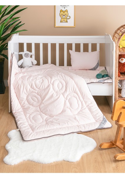 Saf Bambu Hipoalerjenik Bebek Uyku Seti Ayıcık Desen Pembe