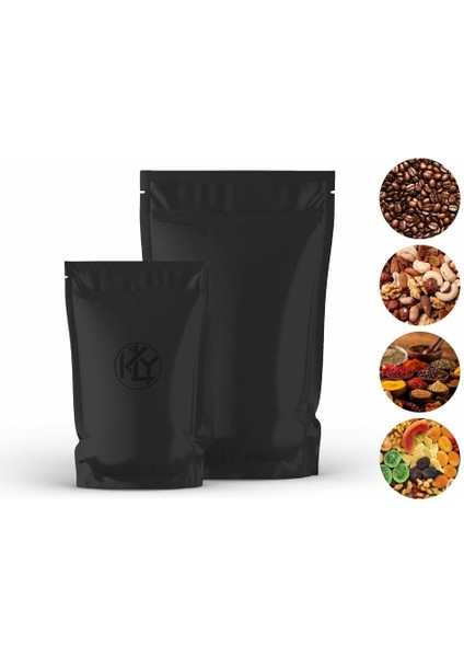 Mat Si̇yah Alümi̇nyum Ki̇li̇tli̇ Doypack 16X27+4,5 cm 500 gr 100 Adet