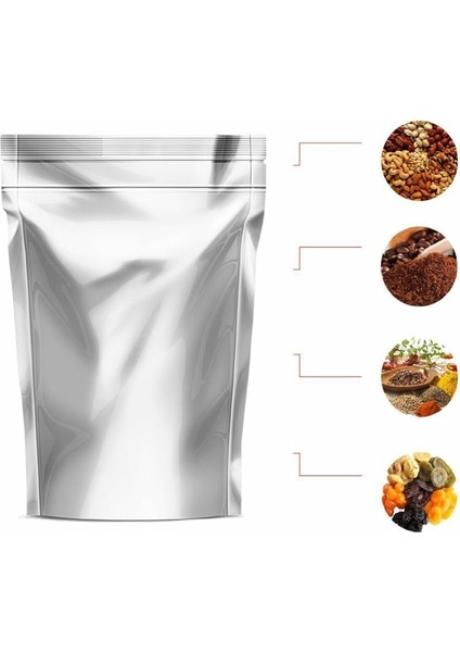Gümüş Alümi̇nyum Ki̇li̇tli̇ Doypack 20X30+5 cm 1000 gr 1000 Adet