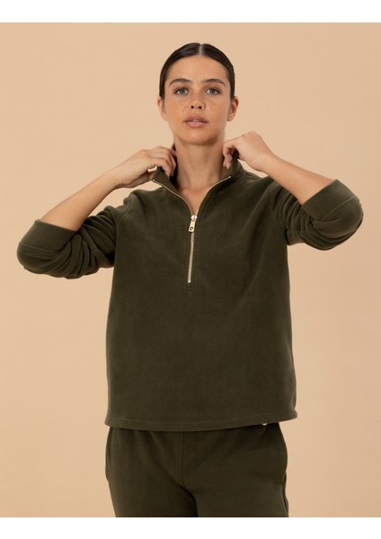 Kadın Kahverengi Regular Fit Polar Sweatshirt 50277724-VR238 modelleri