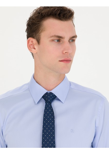 Erkek Koyu Mavi Slim Fit Uzun Kollu Basic Gömlek 50277147-VR032 fiyatları