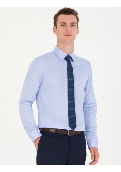 Erkek Koyu Mavi Slim Fit Uzun Kollu Basic Gömlek 50277147-VR032 modelleri