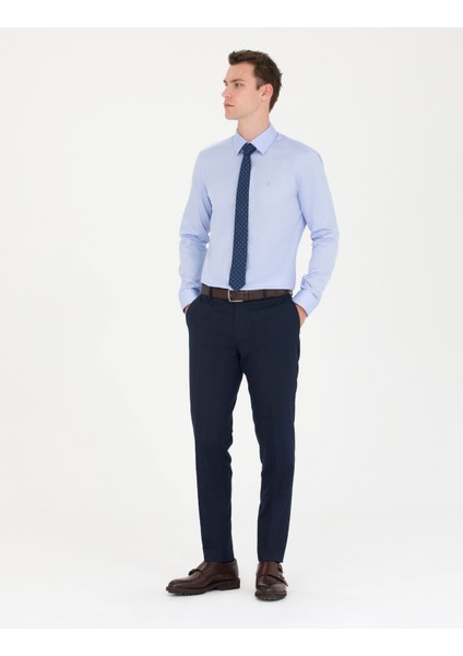Erkek Koyu Mavi Slim Fit Uzun Kollu Basic Gömlek 50277147-VR032 fırsatları