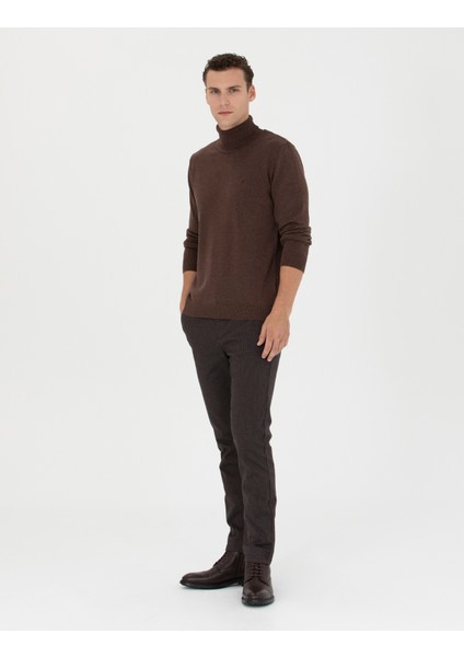 Erkek Kahverengi Slim Fit Kanvas Pantolon 50278468-VR029