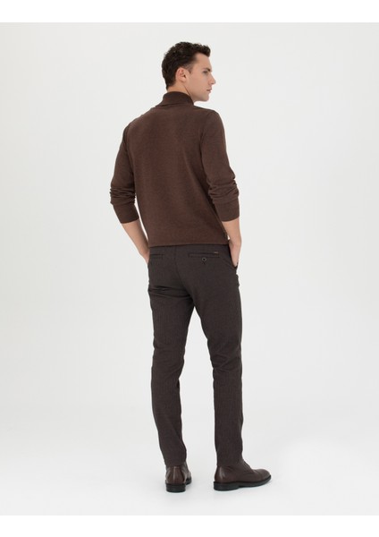 Erkek Kahverengi Slim Fit Kanvas Pantolon 50278468-VR029