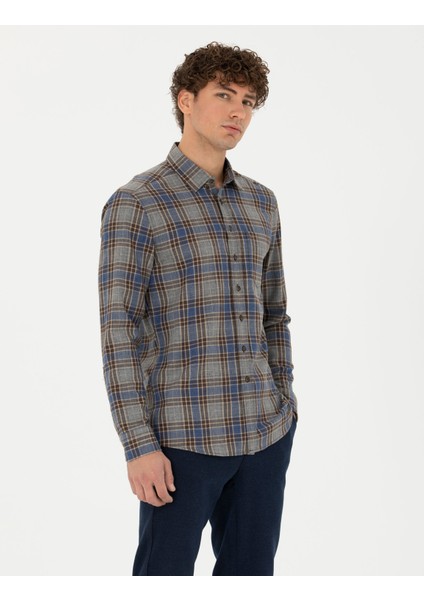 Erkek Kahverengi Regular Fit Uzun Kollu Gömlek 50274652-VR029