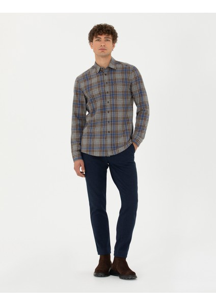 Erkek Kahverengi Regular Fit Uzun Kollu Gömlek 50274652-VR029