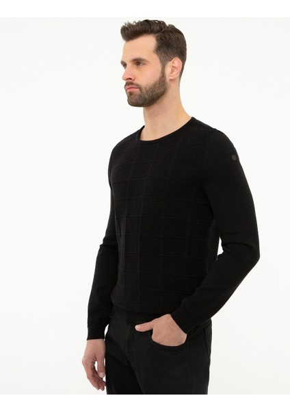 Erkek Siyah Slim Fit Triko Kazak 50218120-VR046 modelleri