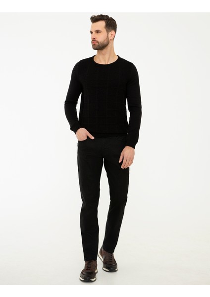 Erkek Siyah Slim Fit Triko Kazak 50218120-VR046 indirimleri