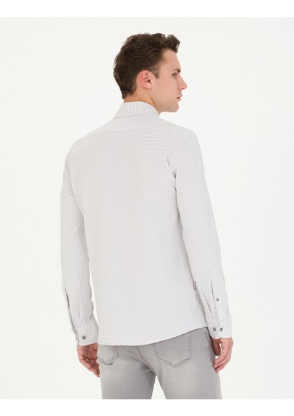 Erkek Açık Gri Slim Fit Uzun Kollu Gömlek 50274595-VR001